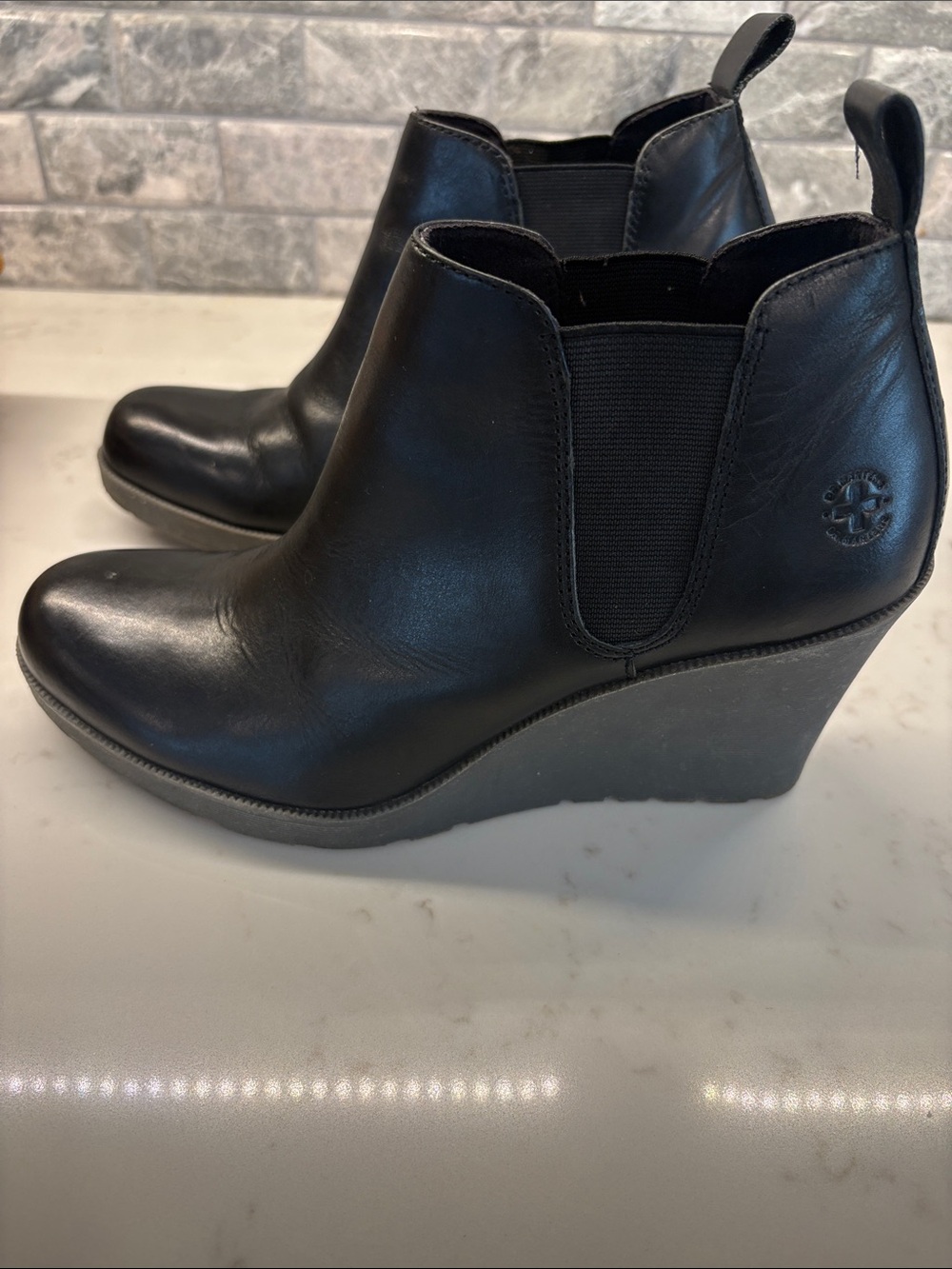 Dr. Martens Black Wedge Heel Chelsea Boots